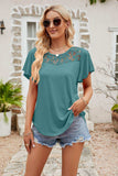 Spliced Lace Flutter Sleeve Top - Trendsi - Flyclothing LLC