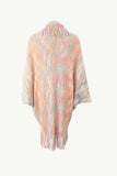 Multicolored Fringe Trim Poncho - Trendsi - Flyclothing LLC