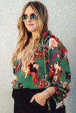 Plus Size Printed Johnny Collar Long Sleeve Blouse - Trendsi - Flyclothing LLC