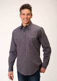 Roper Mens Long Sleeve Snap Solid Poplin Charcoal Western Shirt - Roper - Flyclothing LLC