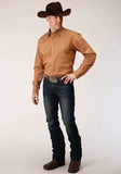 Roper Mens Long Sleeve Snap Solid Poplin Caramel Western Shirt - Roper - Flyclothing LLC