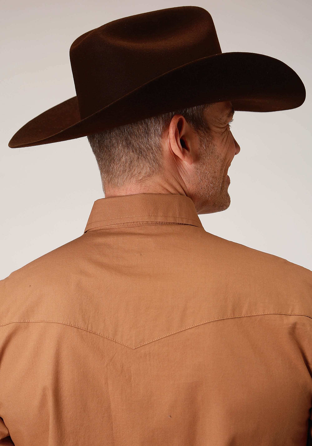 Roper Mens Long Sleeve Snap Solid Poplin Caramel Western Shirt - Roper - Flyclothing LLC