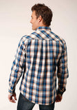 Roper Mens Long Sleeve Snap Denim Plaid Western Shirt - Roper - Flyclothing LLC