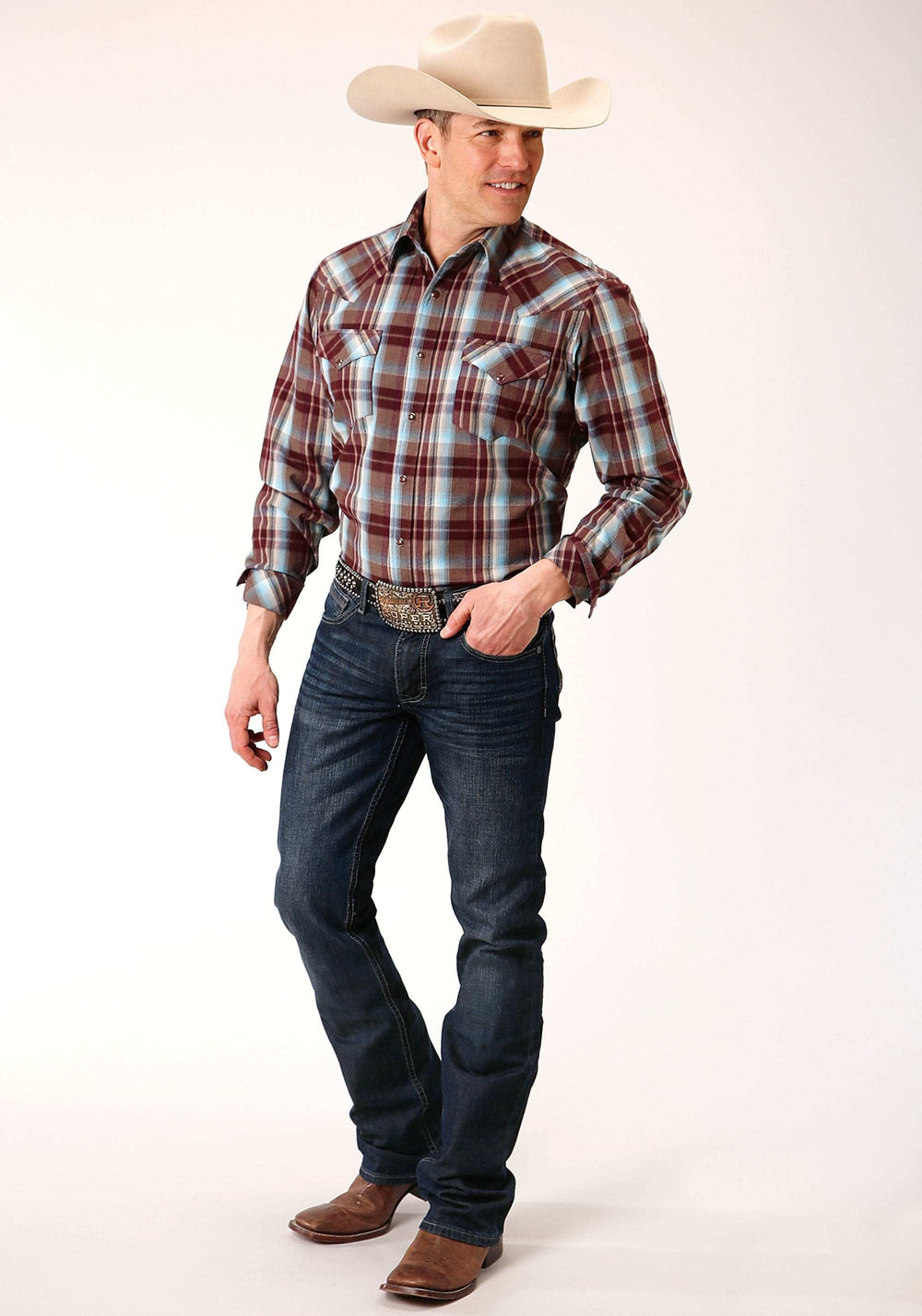 Roper Mens Long Sleeve Snap Southwest Plaid Western Shirt - Roper - Flyclothing LLC