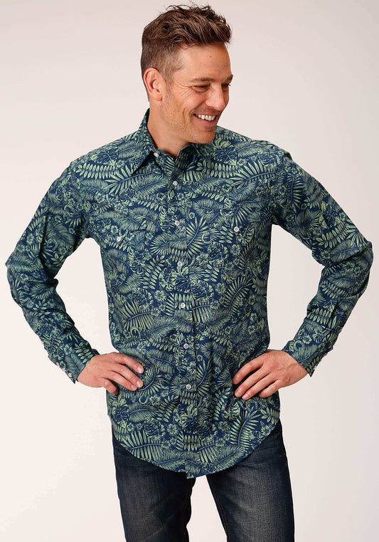 Roper Mens Long Sleeve Snap Lucky Tropical Print Western Shirt - Roper - Flyclothing LLC