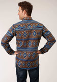 Roper Mens Long Sleeve Snap Chocolate Aztec Print Western Shirt - Roper - Flyclothing LLC