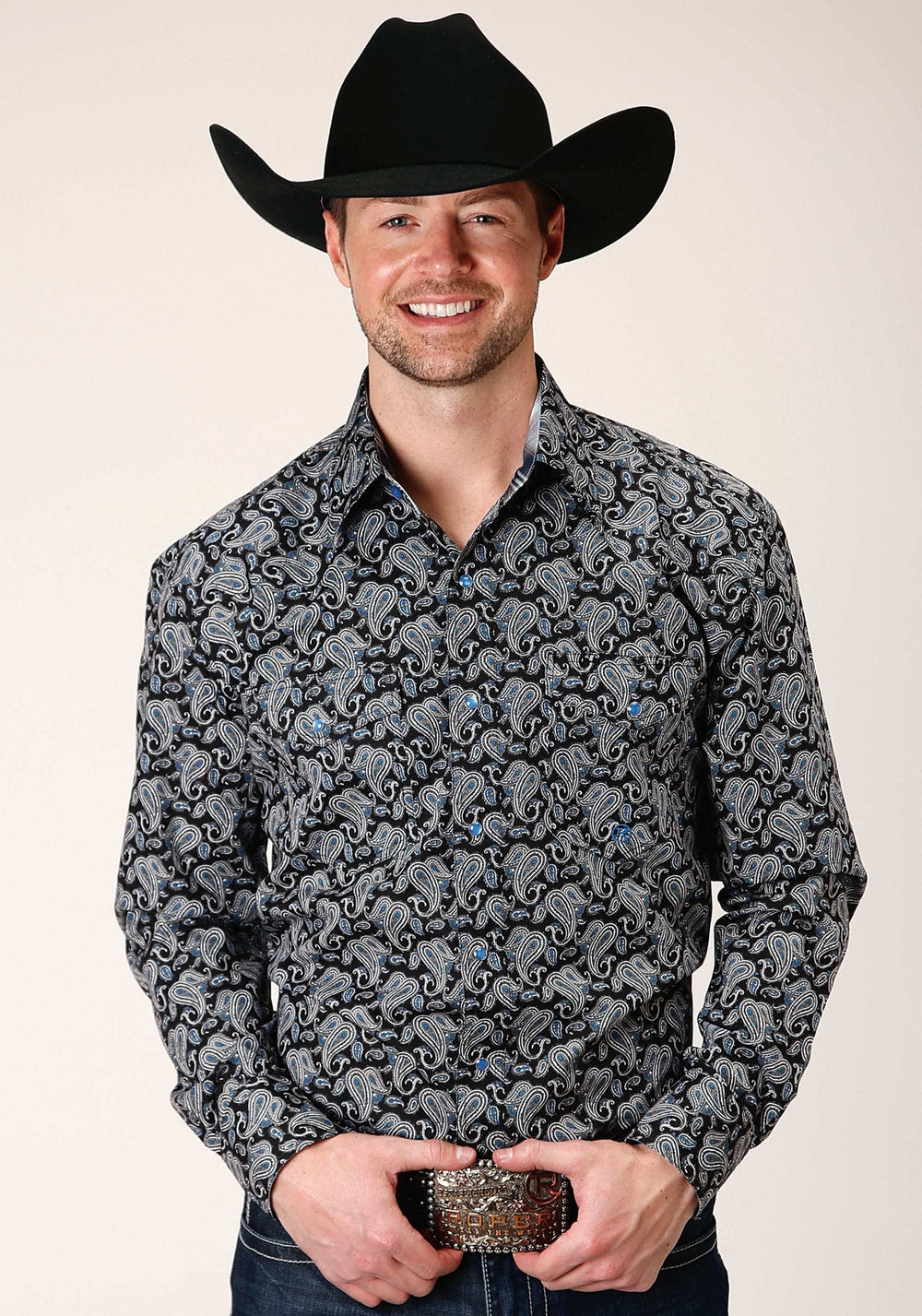 Roper Mens Long Sleeve Snap Starry Night Paisley Western Shirt - Roper - Flyclothing LLC