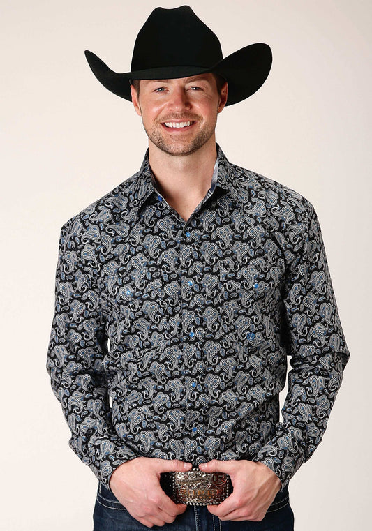 Roper Mens Long Sleeve Snap Starry Night Paisley Western Shirt - Roper - Flyclothing LLC
