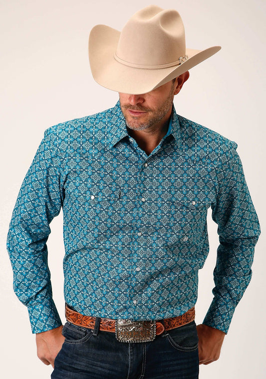 Roper Mens Long Sleeve Snap Victorian Foulard Western Shirt - Roper - Flyclothing LLC