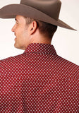 Roper Mens Long Sleeve Snap Stretch Poplin Diamond Wine Western Shirt - Roper - Flyclothing LLC
