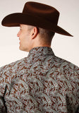 Roper Mens Long Sleeve Snap Pine Paisley Western Shirt - Roper - Flyclothing LLC
