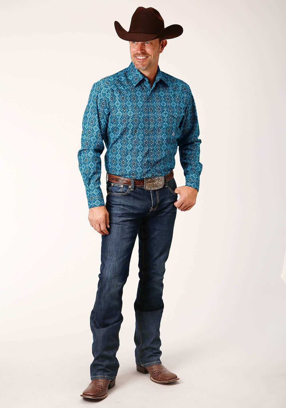 Roper Mens Long Sleeve Snap Gothic Medallion Western Shirt - Roper - Flyclothing LLC