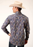 Roper Mens Long Sleeve Snap Royal Paisley Western Shirt - Roper - Flyclothing LLC