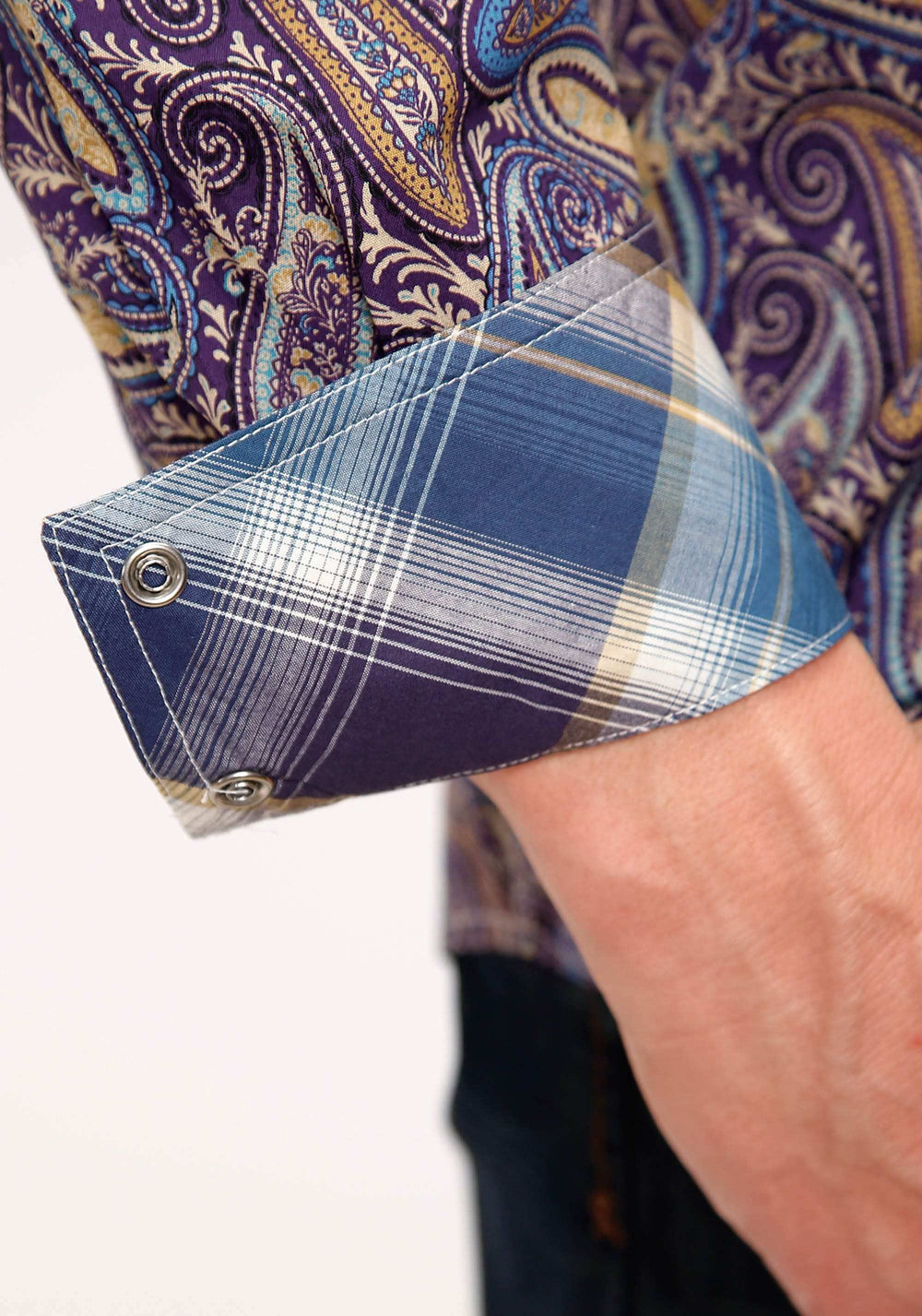 Roper Mens Long Sleeve Snap Royal Paisley Western Shirt - Roper - Flyclothing LLC