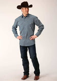 Roper Mens Long Sleeve Snap Diamond Print Navy Western Shirt - Roper - Flyclothing LLC