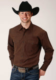 Roper Mens Long Sleeve Snap Black Fill Brown Western Shirt - Roper - Flyclothing LLC