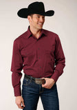 Roper Mens Long Sleeve Snap Black Fill Solid Wine Western Shirt - Roper - Flyclothing LLC