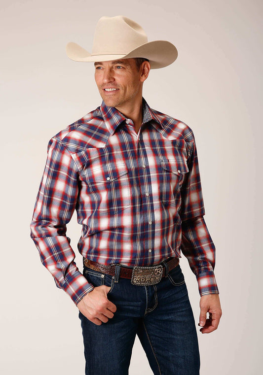 Roper Mens Long Sleeve Snap Independence Plaid Western Shirt - Roper - Flyclothing LLC
