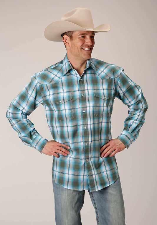 Roper Mens Long Sleeve Snap Meadow Plaid Western Shirt - Roper - Flyclothing LLC