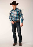 Roper Mens Long Sleeve Snap Blueberry Plaid Western Shirt - Roper - Flyclothing LLC