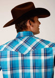 Roper Mens Long Sleeve Snap Blue Moon Plaid Western Shirt - Roper - Flyclothing LLC
