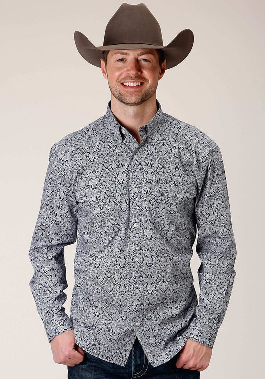 Roper Mens Long Sleeve Button Crystal Medallion Western Shirt - Roper - Flyclothing LLC