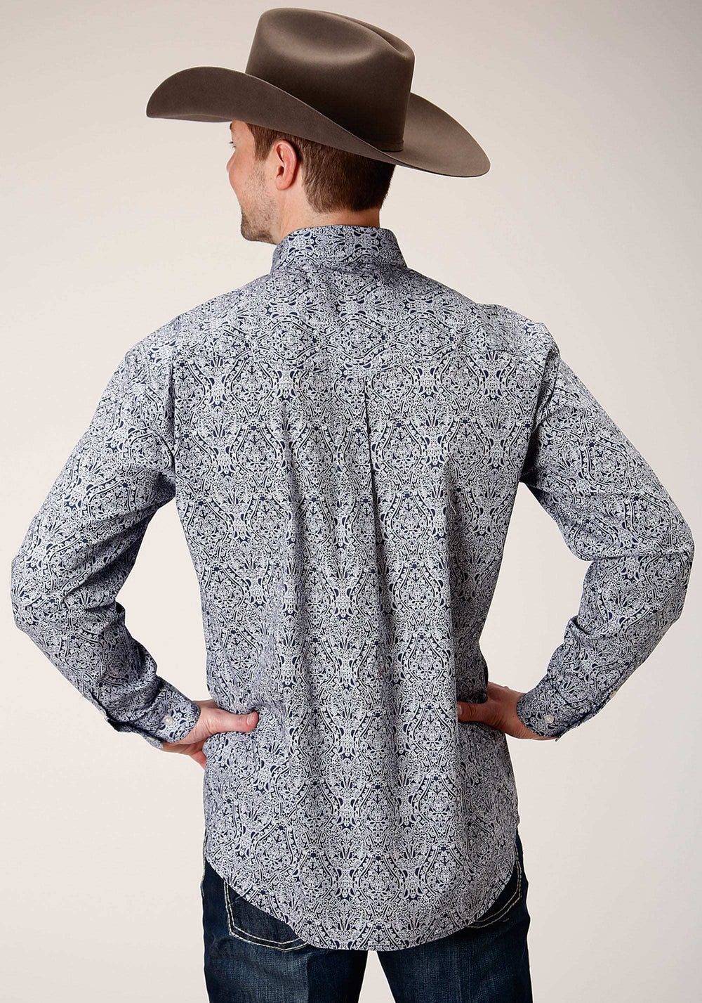 Roper Mens Long Sleeve Button Crystal Medallion Western Shirt - Roper - Flyclothing LLC