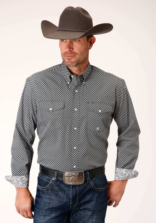 Roper Mens Long Sleeve Button Diamond Star Geo Western Shirt - Roper - Flyclothing LLC