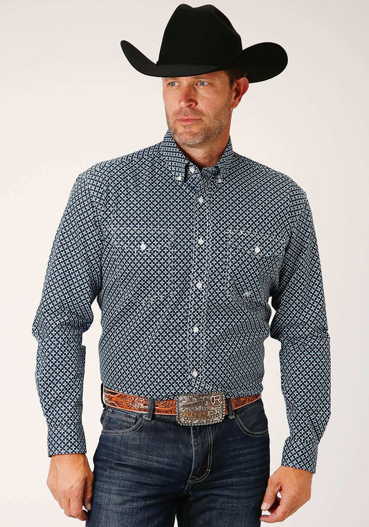 Roper Mens Long Sleeve Button Four Leaf Foulard Western Shirt - Roper - Flyclothing LLC