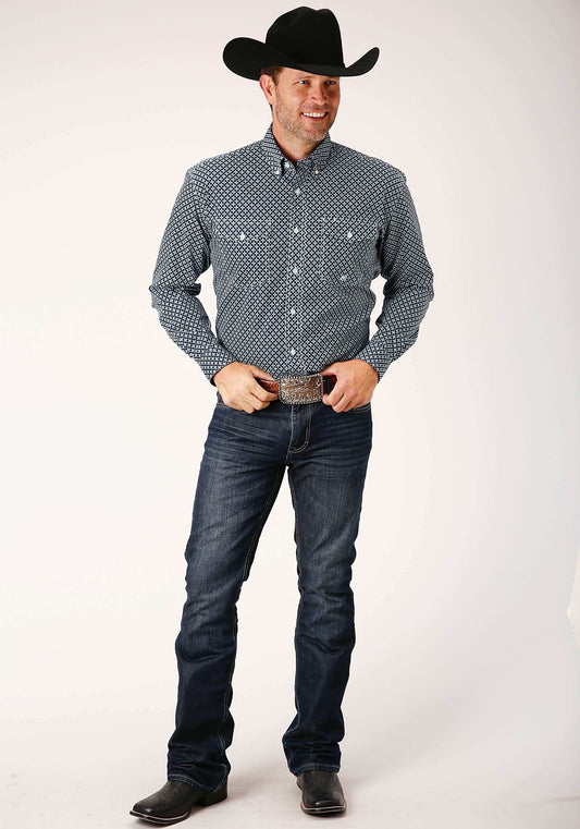 Roper Mens Long Sleeve Button Four Leaf Foulard Western Shirt - Roper - Flyclothing LLC