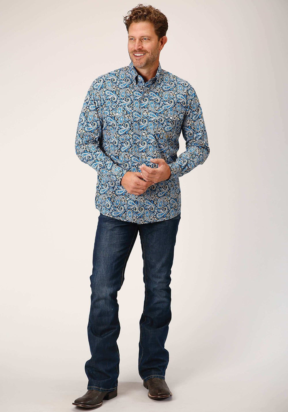 Roper Mens Long Sleeve Button Amarillo Paisley Western Shirt - Roper - Flyclothing LLC