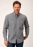 Roper Mens Long Sleeve Button Silver Foulard Western Shirt - Roper - Flyclothing LLC