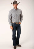 Roper Mens Long Sleeve Button Diamond Star Geo Grey Western Shirt - Roper - Flyclothing LLC
