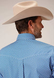 Roper Mens Long Sleeve Button Diamond Star Geo Blue Western Shirt - Roper - Flyclothing LLC