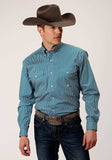 Roper Mens Long Sleeve Button Arrow Roper Print Teal Western Shirt - Roper - Flyclothing LLC