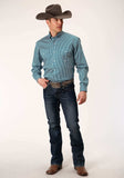 Roper Mens Long Sleeve Button Arrow Roper Print Teal Western Shirt - Roper - Flyclothing LLC