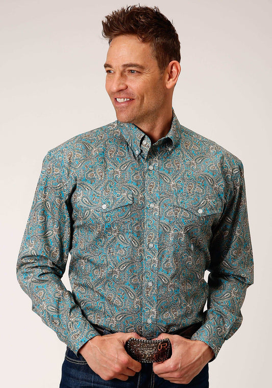 Roper Mens Long Sleeve Button Saddle Paisley Western Shirt - Roper - Flyclothing LLC