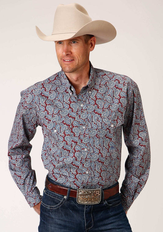 Roper Mens Long Sleeve Button Liberty Paisley Western Shirt - Roper - Flyclothing LLC