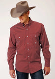 Roper Mens Long Sleeve Button Stretch Poplin Diamond Wine Western Shirt - Roper - Flyclothing LLC