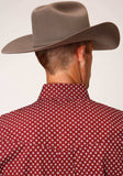 Roper Mens Long Sleeve Button Stretch Poplin Diamond Wine Western Shirt - Roper - Flyclothing LLC