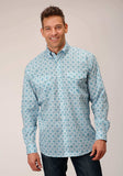Roper Mens Long Sleeve Button Turquoise Medallion Western Shirt - Roper - Flyclothing LLC