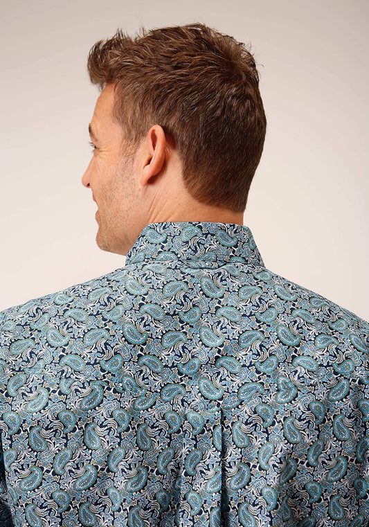 Roper Mens Long Sleeve Button Peacock Paisley Western Shirt - Roper - Flyclothing LLC