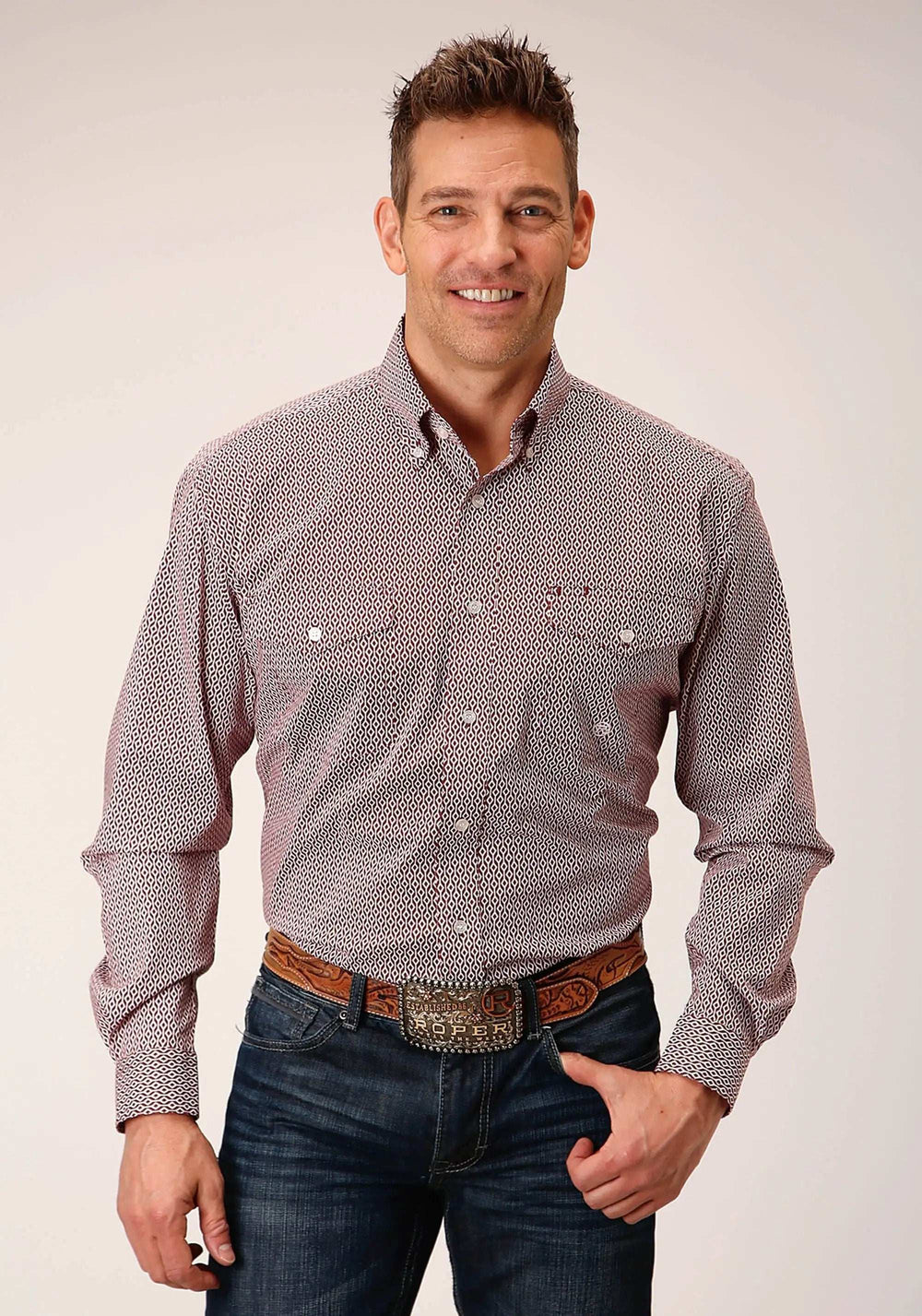 Roper Mens Long Sleeve Button Climbing Diamond Western Shirt - Roper - Flyclothing LLC