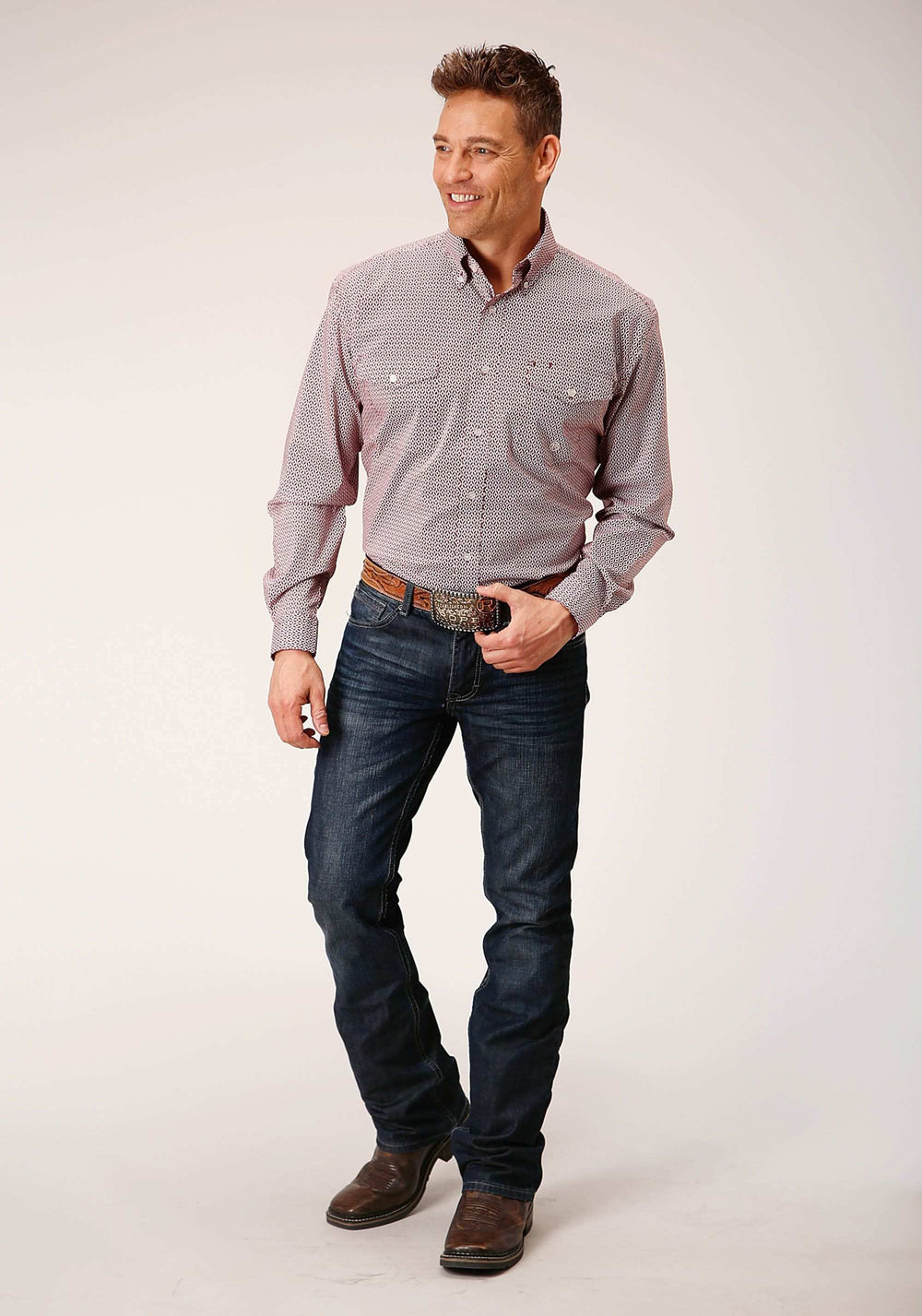 Roper Mens Long Sleeve Button Climbing Diamond Western Shirt - Roper - Flyclothing LLC