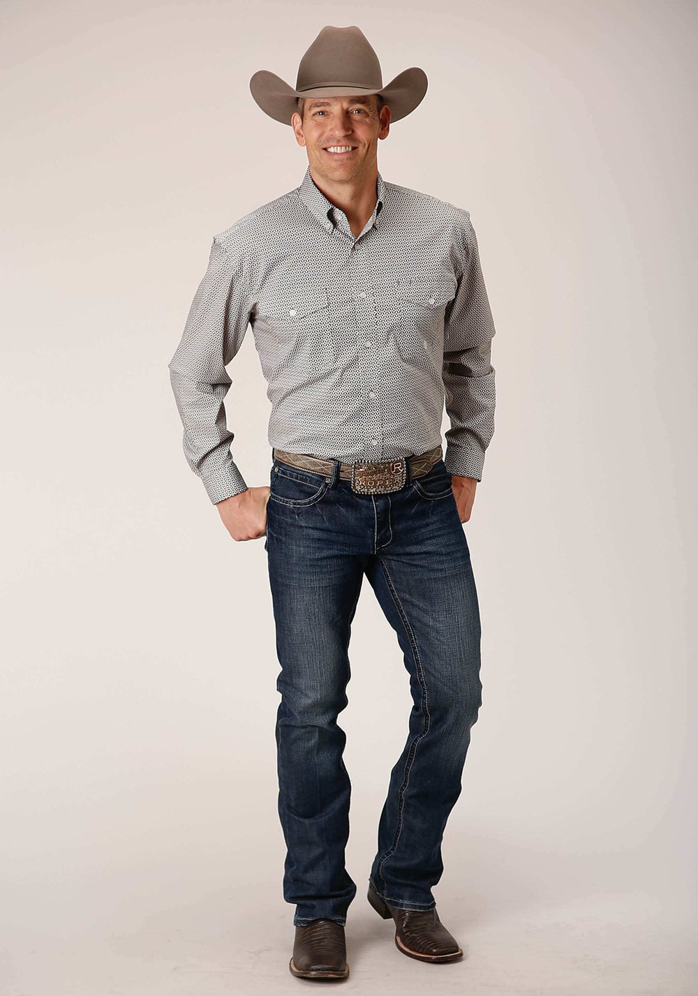 Roper Mens Long Sleeve Button Climbing Diamond Western Shirt - Roper - Flyclothing LLC