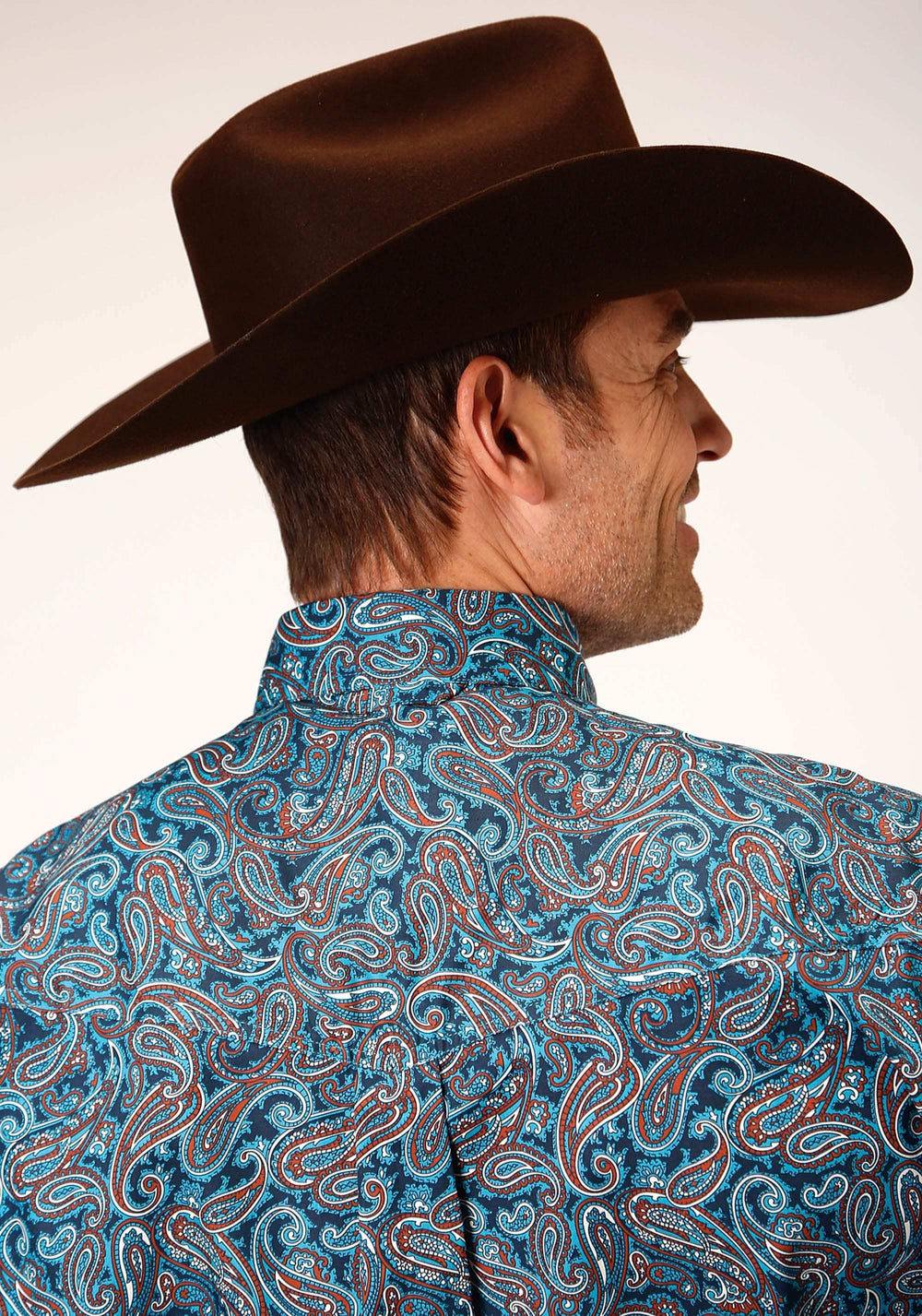 Roper Mens Long Sleeve Button Blue Canyon Paisley Western Shirt - Roper - Flyclothing LLC
