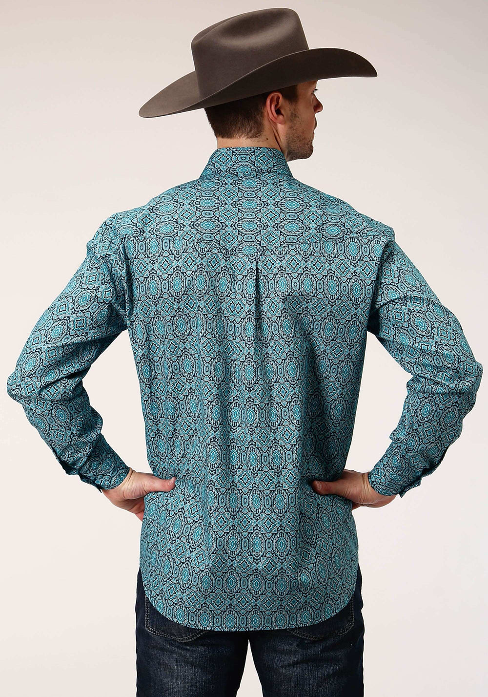Roper Mens Long Sleeve Button Medallion Paisley Western Shirt - Roper - Flyclothing LLC