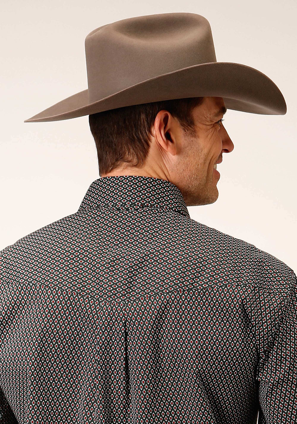 Roper Mens Long Sleeve Button Diamond Neat Olive Western Shirt - Roper - Flyclothing LLC