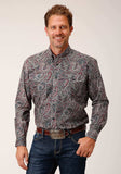 Roper Mens Long Sleeve Button Old Time Paisley Western Shirt - Roper - Flyclothing LLC