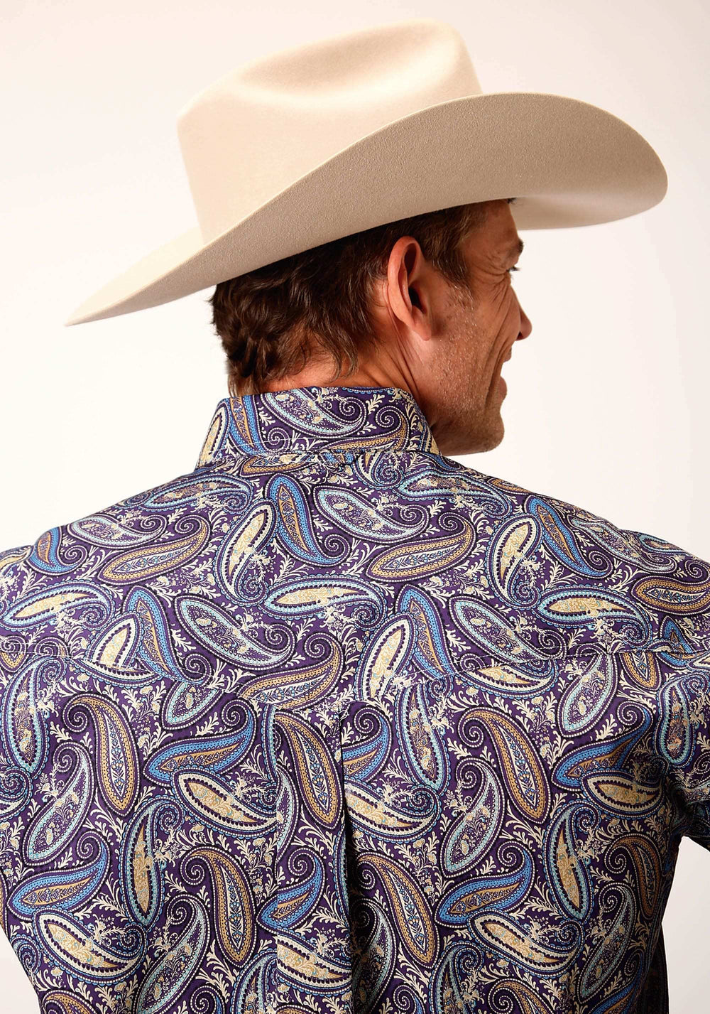 Roper Mens Long Sleeve Button Royal Paisley Western Shirt - Roper - Flyclothing LLC